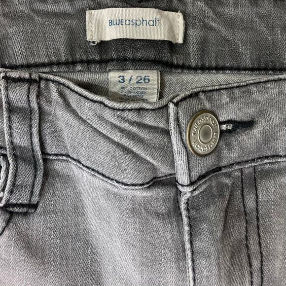 Distressed roll cuff crop jeans, Blue Asphalt size 3/26 gray wash skinny ankle - Picture 5 of 6